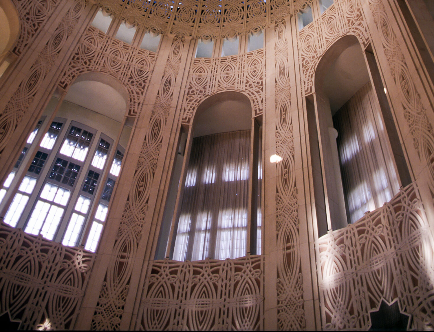 Inside house of Bahá'í worship in Wilmette, Illinois